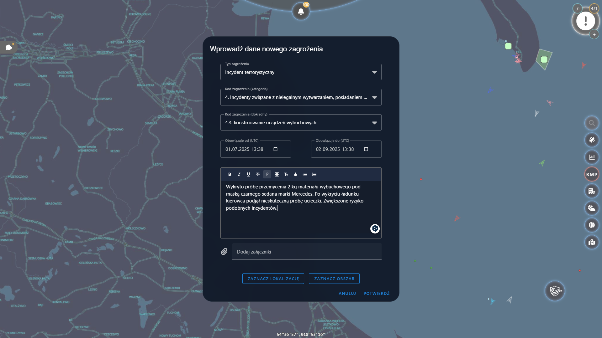 Dodawanie zagrożenia w Digital Baltic
