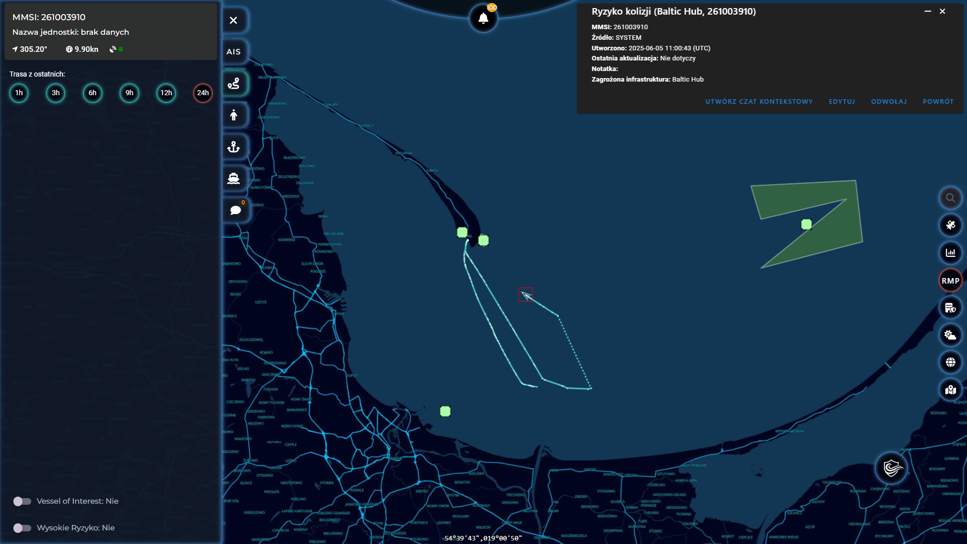 Trasa Vessel of Interest w Digital Baltic
